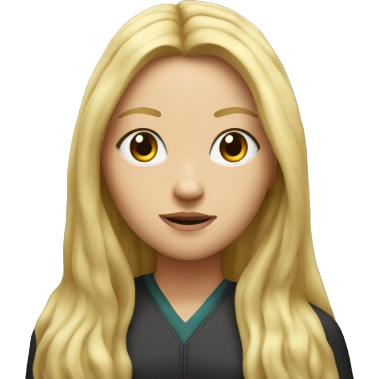 blonde white girl long hair with "PhD" written behind her emoji