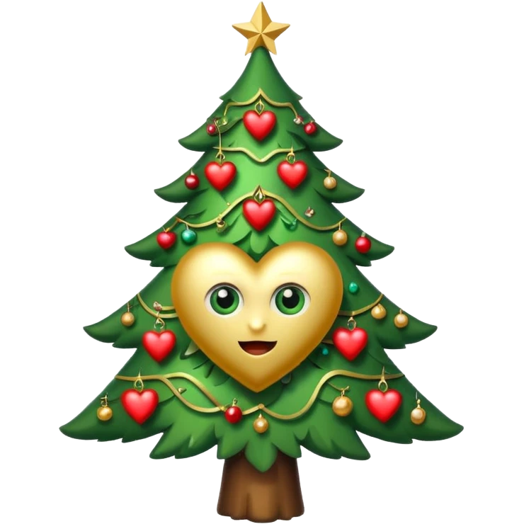 Christmas tree with eyes in shape of heart emoji