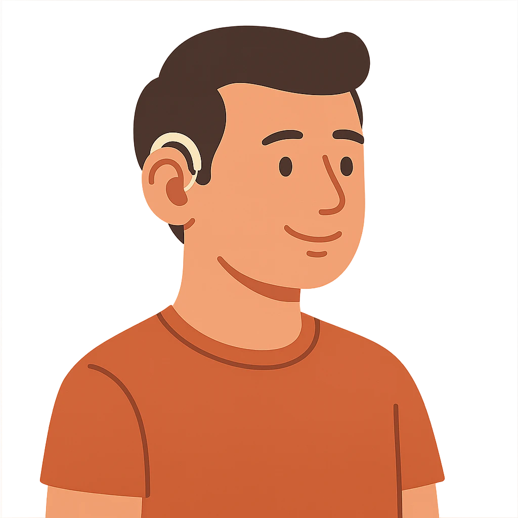 flat toon style man with a hearing aid emoji
