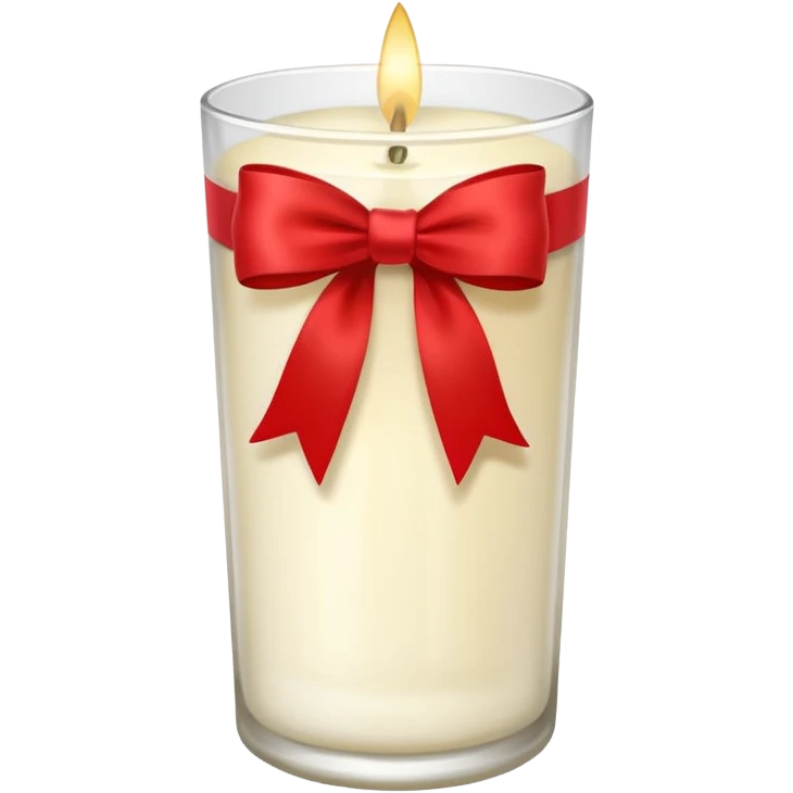 Soft vanilla long glass candle, with little red bow emoji
