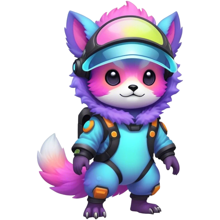 Epic Edgy Cute Colorful Vibrant Pastel Nebula Modern Vernid-Protogen-creature-animal, full body emoji