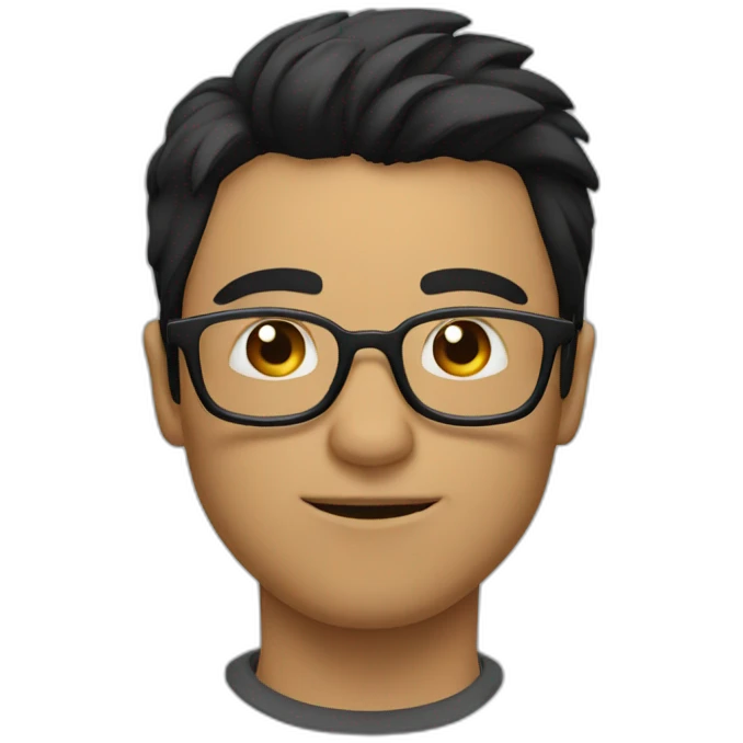 a man with black hair and glasses blowing a kiss emoji