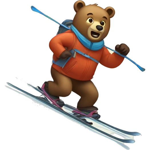 a bear skiing in the mountain emoji