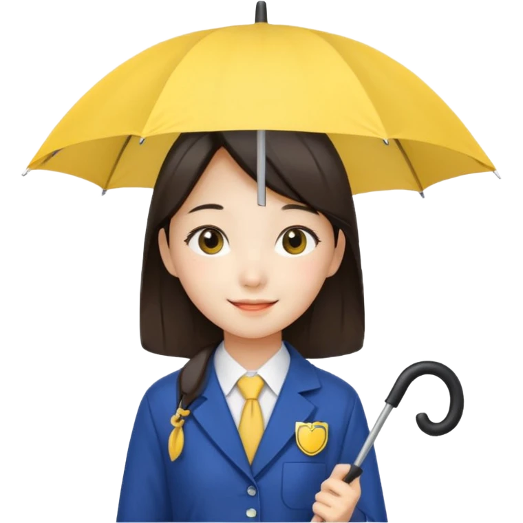 A koean girl wear school uniforms hold yellow umbrella emoji