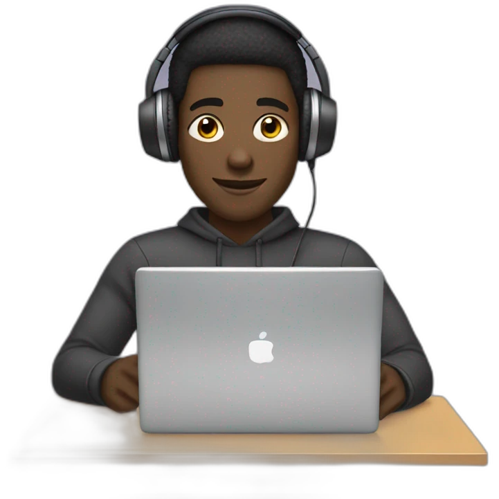 black guy with a laptop and headphones emoji