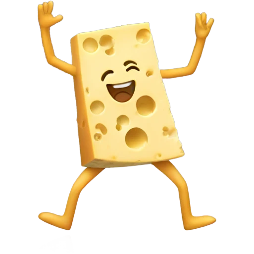 A cheese circle dancing around emoji