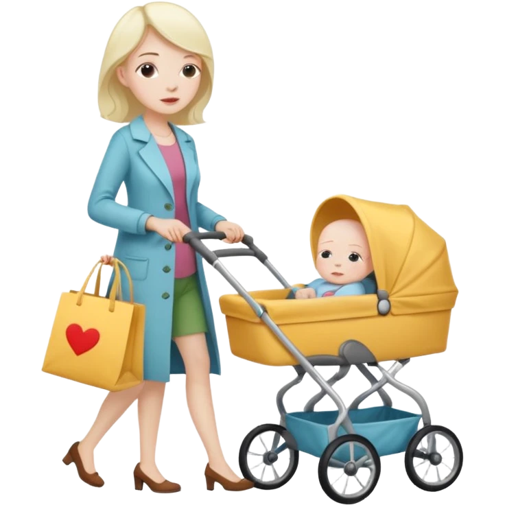 exhausted lady shopping with baby emoji