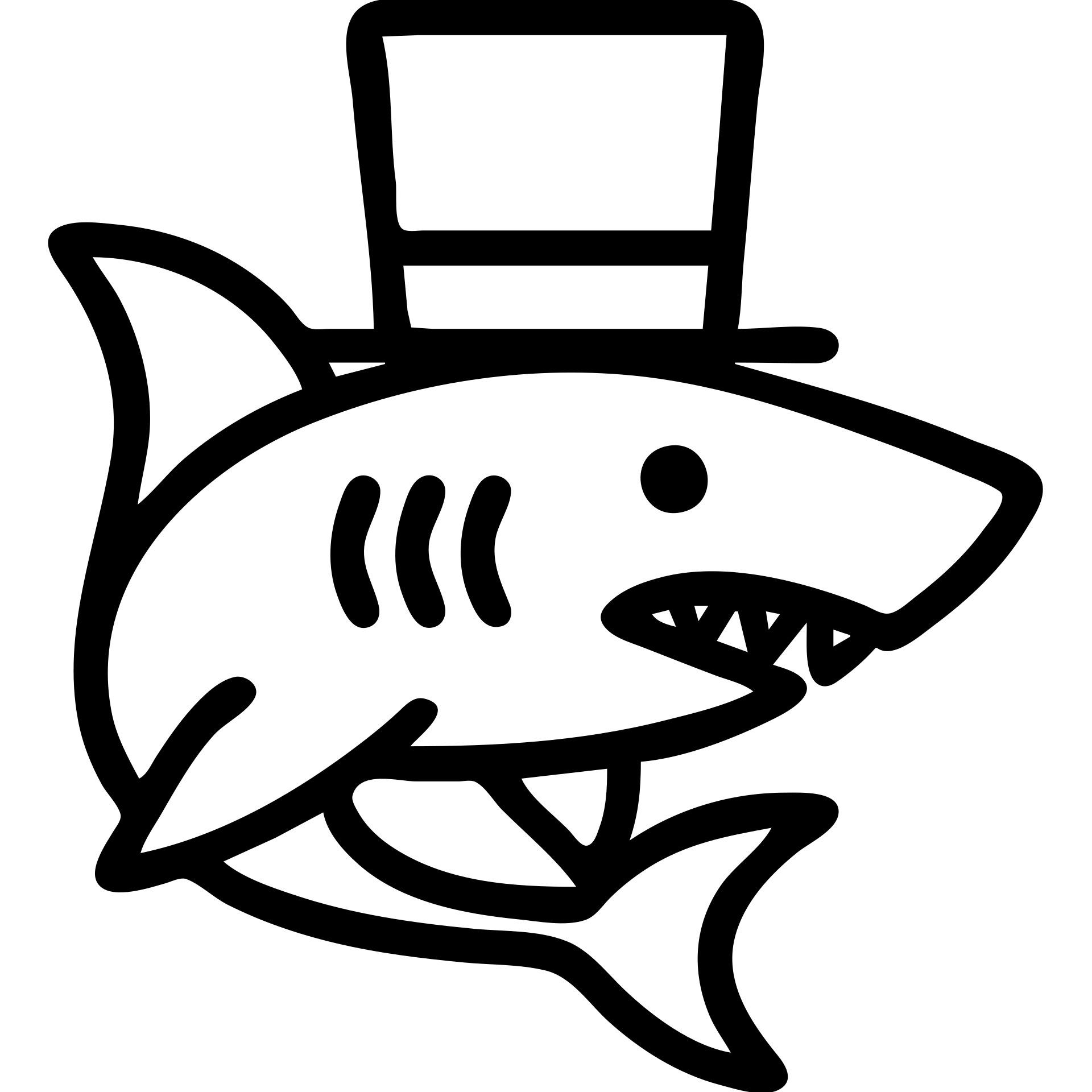 shark wearing a top hat, clean lines, no background, minimalistic style emoji