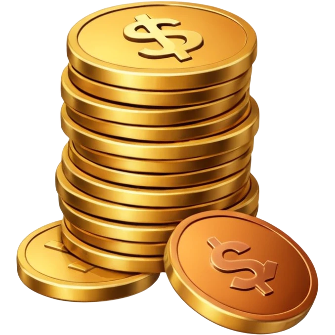 stack of coins, yellow and orange emoji