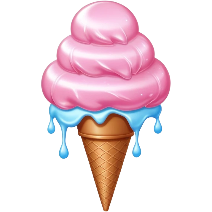 Glossy cotton candy in cone with shimmering, dewy surface and reflective highlights emoji