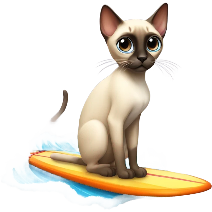 Siamese cat surfing emoji