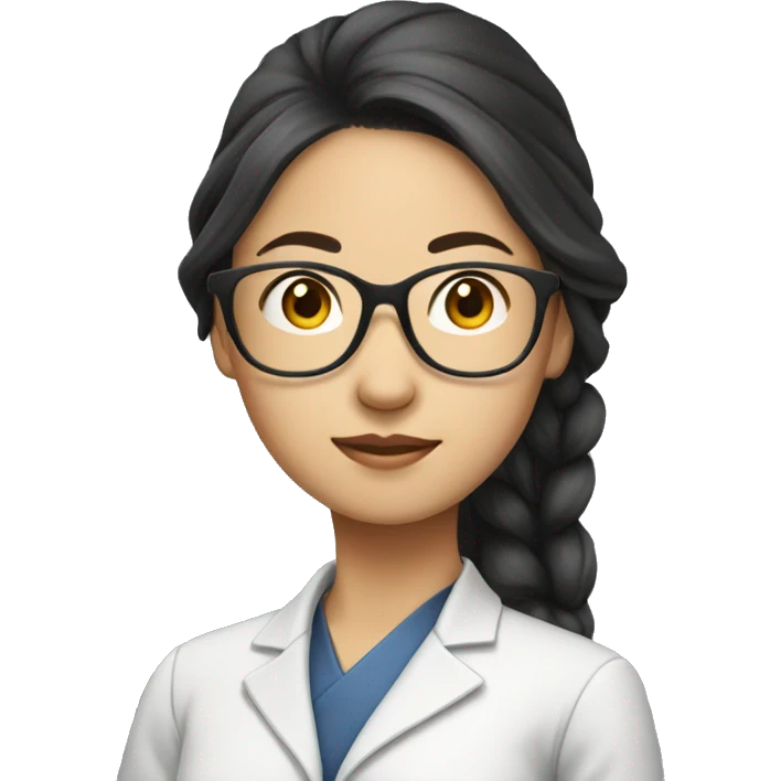 asian women with  pony tail and glasses  and look professor emoji