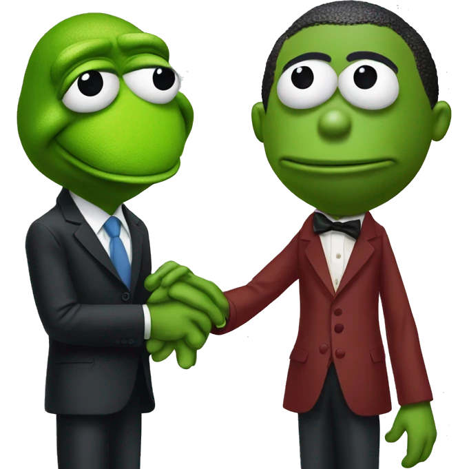 Obama and Kermit the frog holding hands emoji