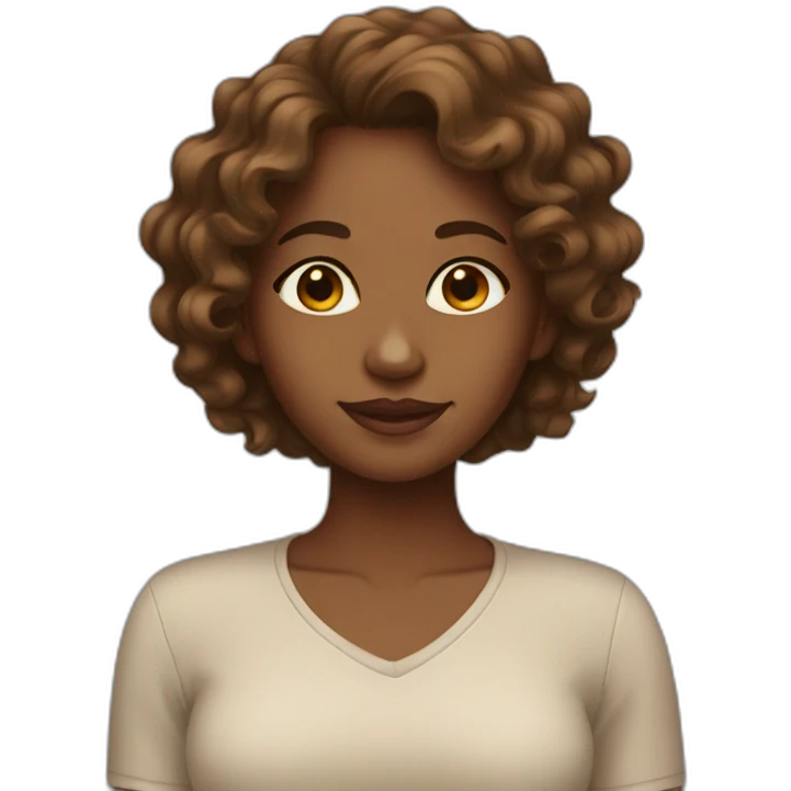 Brown girl with wavy hair emoji