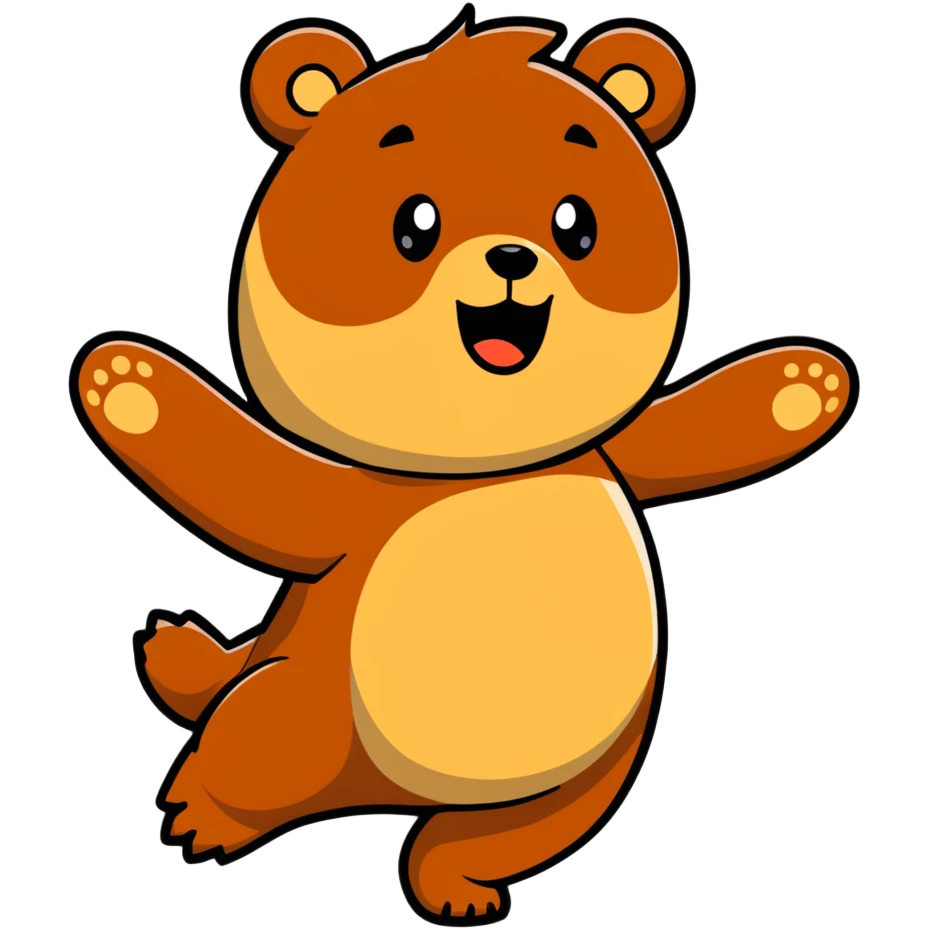 Enthusiastic bear with "wowser" expression, extremely excited and energetic emoji
