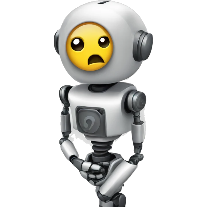 robot confuse and thinking, question mark emoji