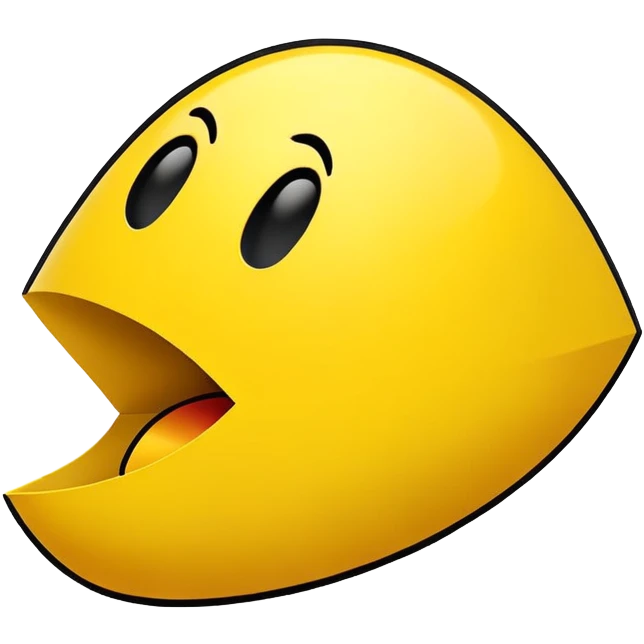 Perfect side profile of classic Pacman, yellow circle with triangular wedge cut out for mouth, showing only the side view, no front view emoji