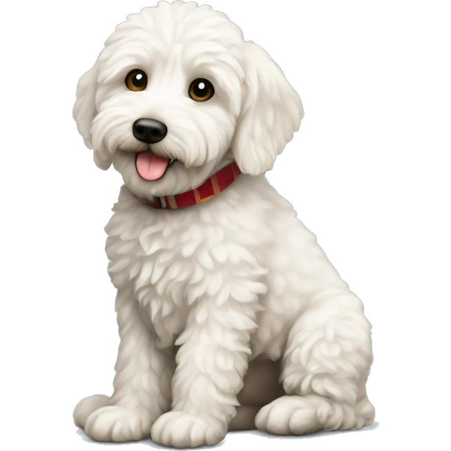 Witte Mini labradoodle kerst emoji