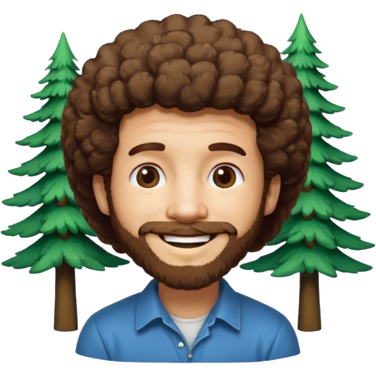 Bob Ross and Happy Little trees emoji