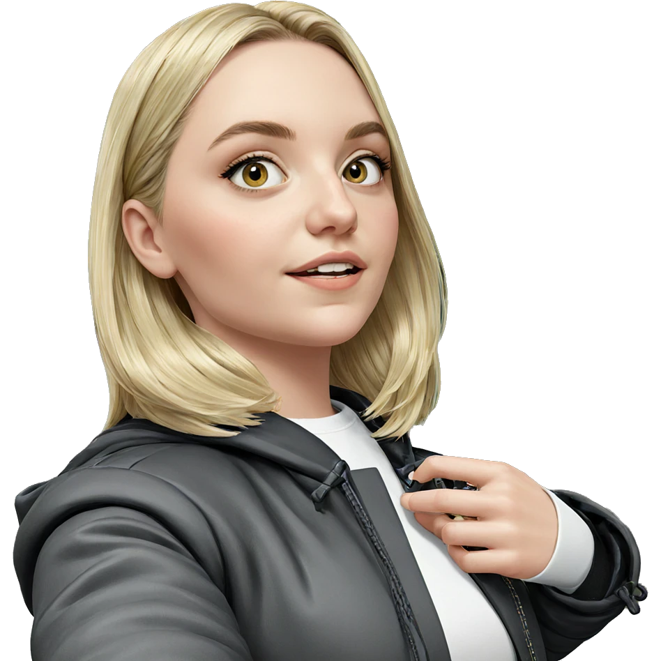 blonde girl in black jacket emoji