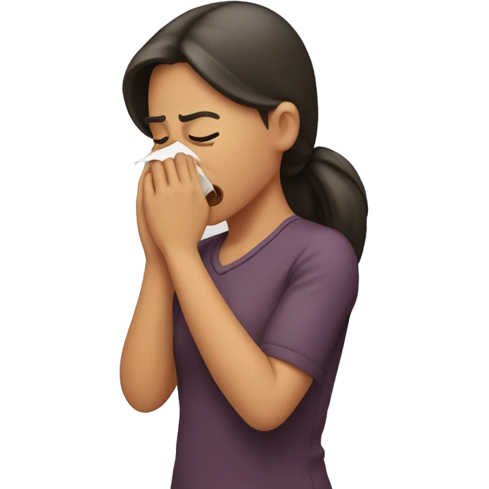 Girl sneezing into their arm emoji