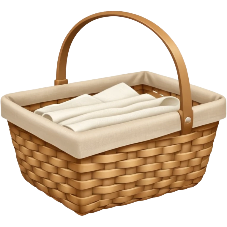 A woven light Brown basket with fresh washed linen emoji
