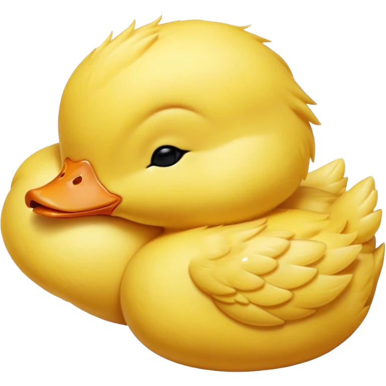 Meme-Worthy Cute Sleeping Yellow Baby Duck Portrait Emoji, Head resting peacefully with a contented smile, showcasing a delightfully tiny build and a luxuriously soft bright yellow downy coat, eyes shut in a serene, restful nap, Simplified yet hilariously adorable features, highly detailed, glowing with a soft, drowsy light, high shine, relaxed and utterly lovable, stylized with an air of playful laziness, bright and heartwarming, soft glowing outline, capturing the essence of a comically sleepy duckling, so meme-worthy it feels like it could instantly become the next viral sensation of adorable slumber! emoji