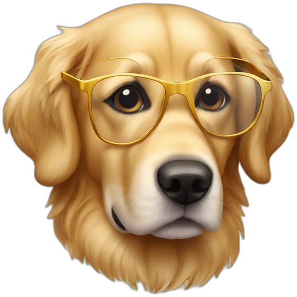 Perro Golden retriever con gafas emoji
