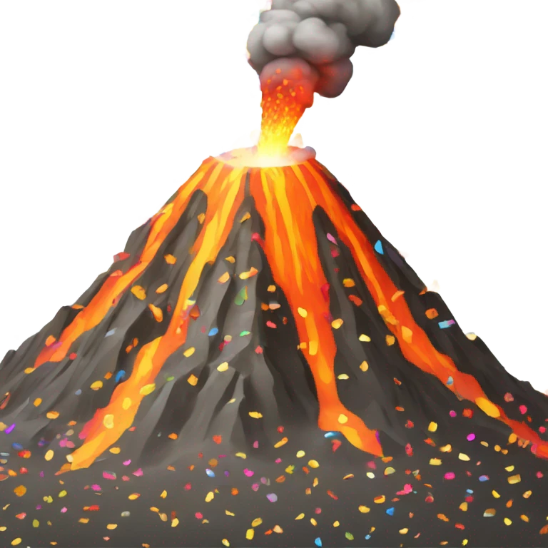 An exploding volcano but rather than lava it’s spewing out confetti  emoji