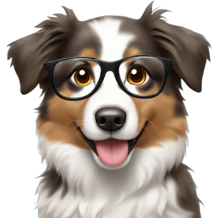 Australian Shepherd puppy with glasses on emoji