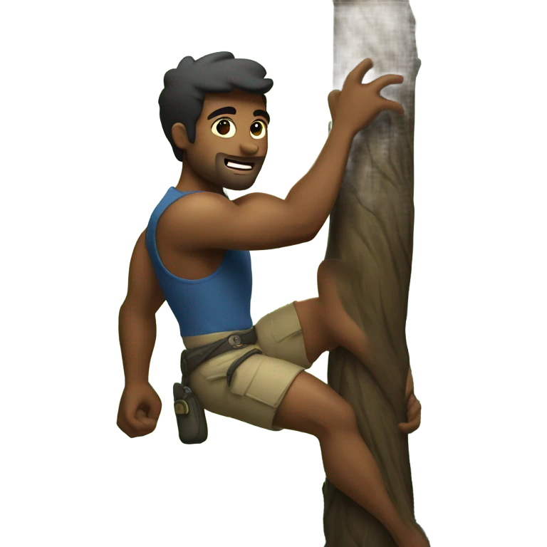 Man climbing on tree in jungle emoji