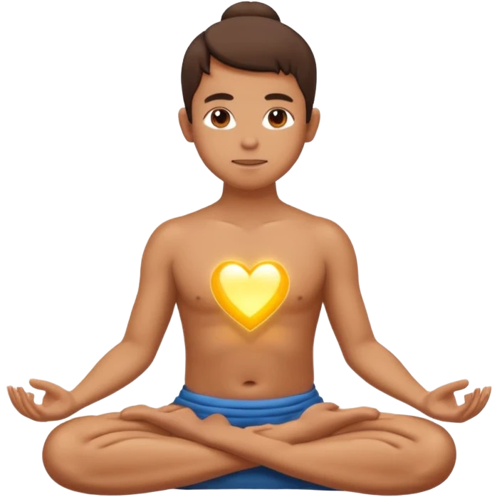 Person is meditating and his heart is glowing and shining emoji