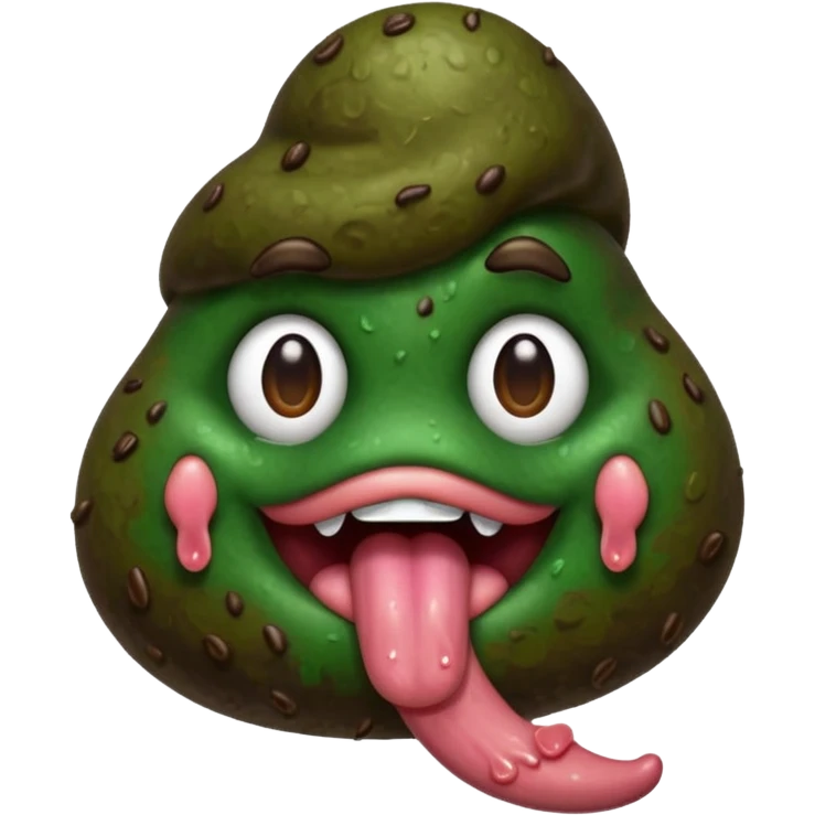 dark green poop sticking tongue out  emoji