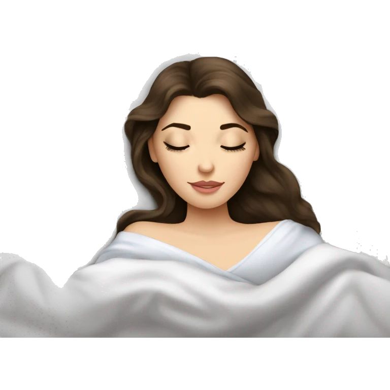 sleeping beauty brunette white girl with a silk pillow emoji