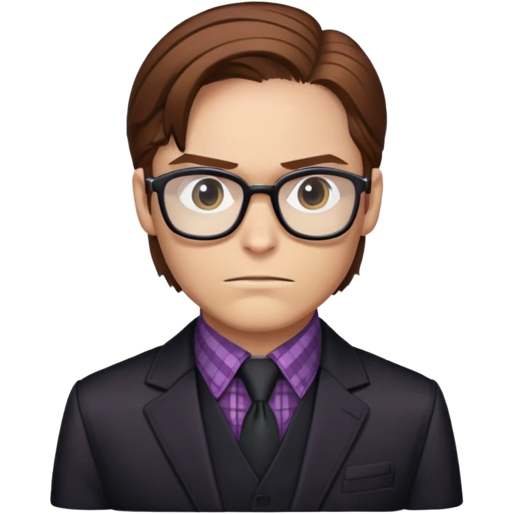 zemo brown hair with glasses, black suit, checkered shirt marvel from captain america: civil war emoji