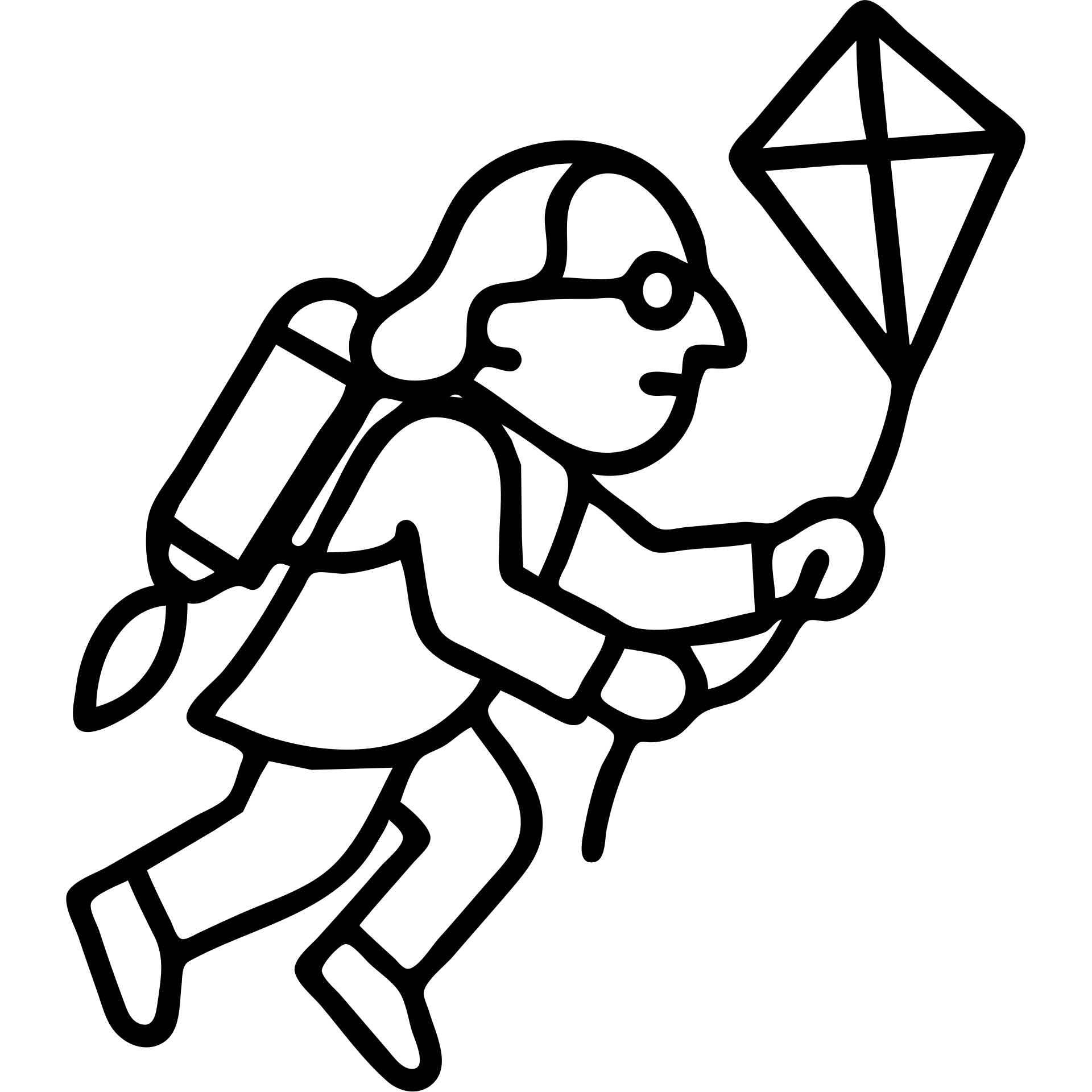 Ben Franklin flying with a jetpack and holding a diamond kite, clean modern outline, no fill emoji