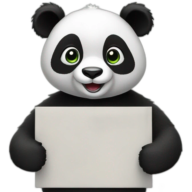 panda giving a presentation chalboard emoji