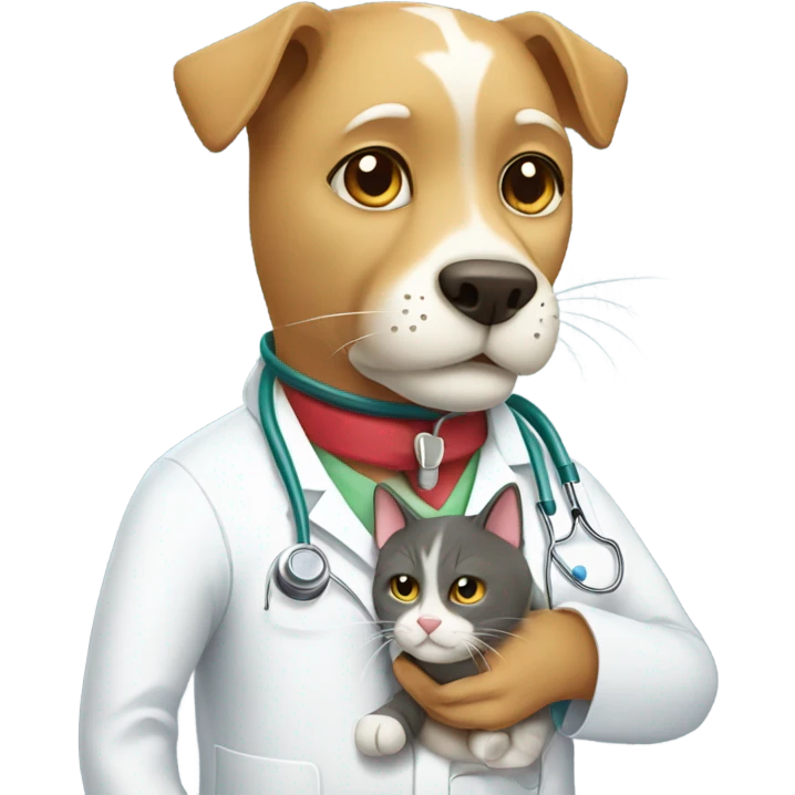 doctor cat treating a dog patient emoji
