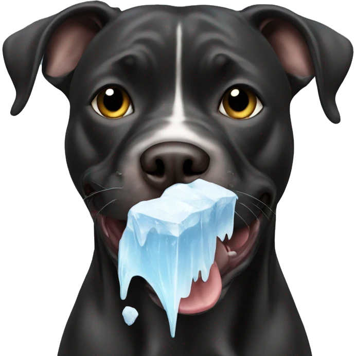 Black Pitbull eating ice  emoji