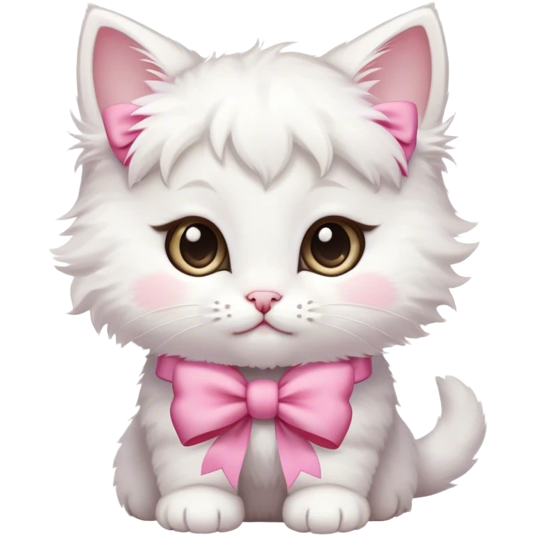 a little white kitten with a pink bow, says I love Tima. emoji