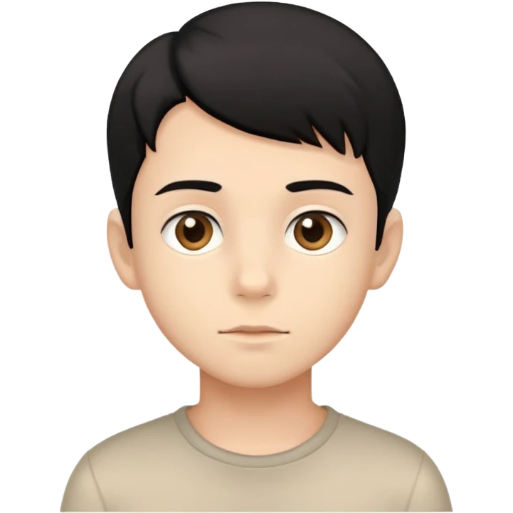 Beige tan young boy with black hair and light brown eyes emoji