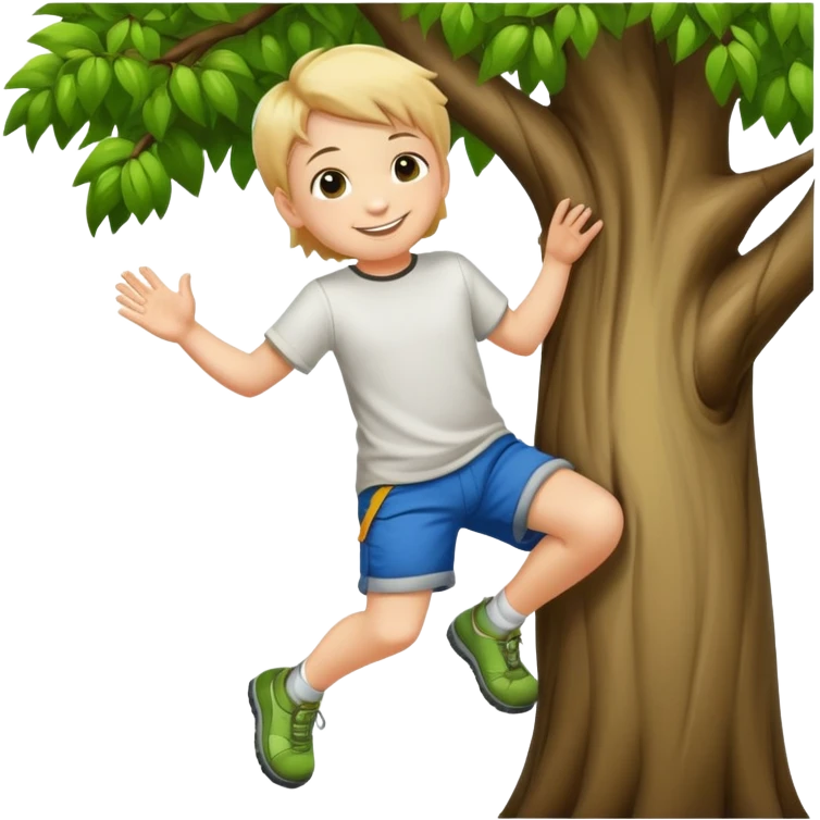child climbing a tree emoji