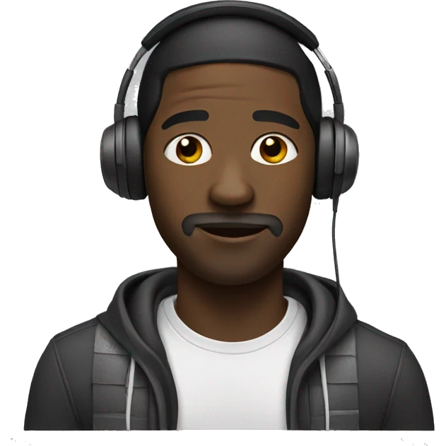 black man with dog head phones emoji