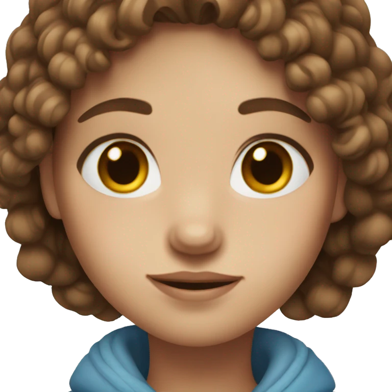 Girl with brown hair fair skin and blue eyes and freckles  emoji