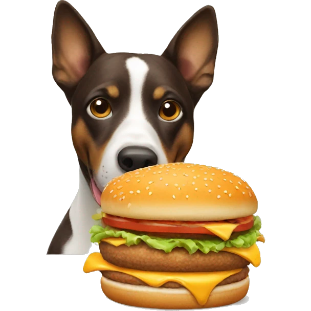 Dog eating burger emoji