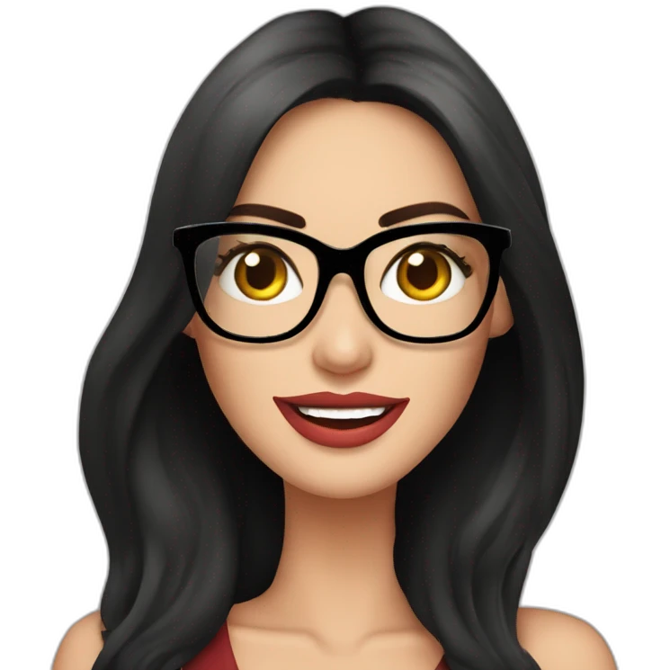 Megan Fox sonriente con lentes y vestido emoji