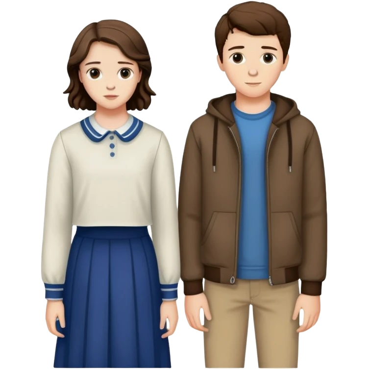 Hannah Baker and Clay Jensen together from 13 Reasons Why, teenage boy and girl standing side by side emoji