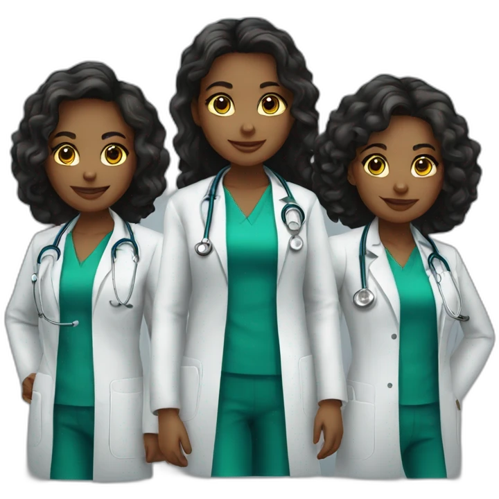 Group of nine girls doctors emoji