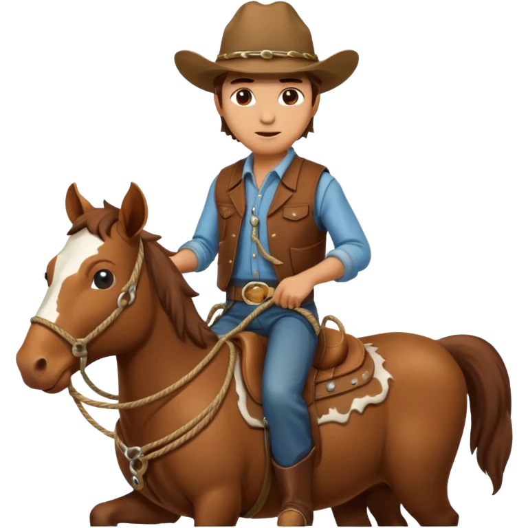 Rancher Riding A Horse And Roping Cattle emoji