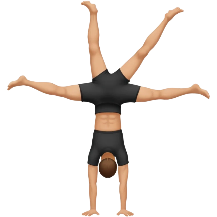 black shorts and t shirt white man one hand handstand emoji